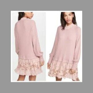 FREE PEOPLE opposites attract mini dress size medium boho slouchy XS Pink Tunic